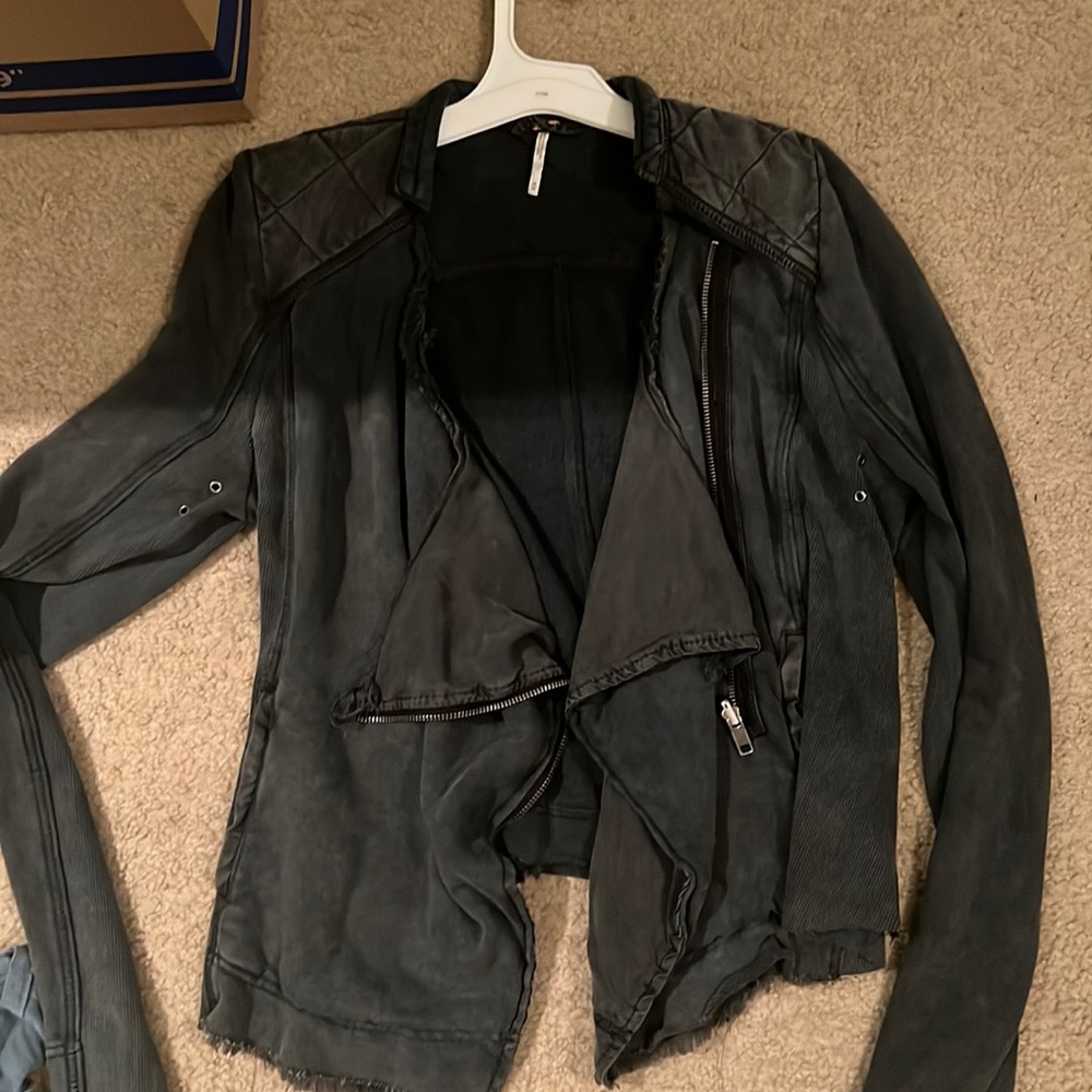 Free people asymmetrical military style jacket